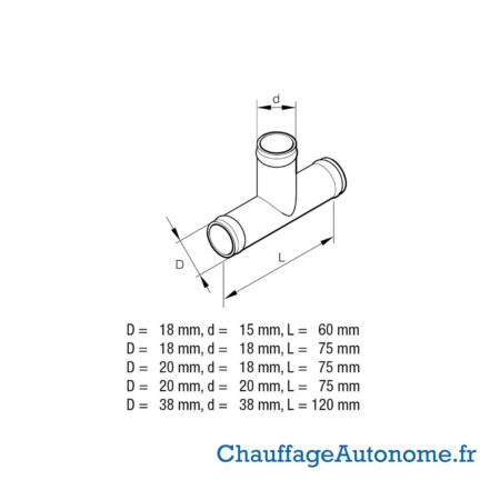 Tubulure laiton en T 18/15mm (N6)