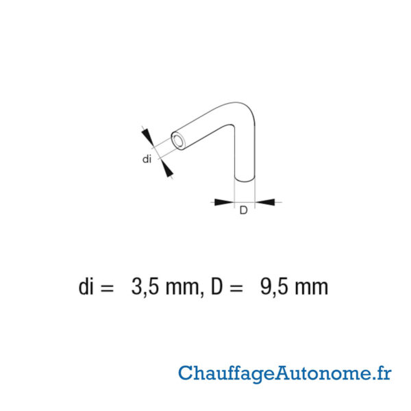 Tube carburant coudé - Caoutchouc 4 : 3,5/9,5mm à 90° – Image 3