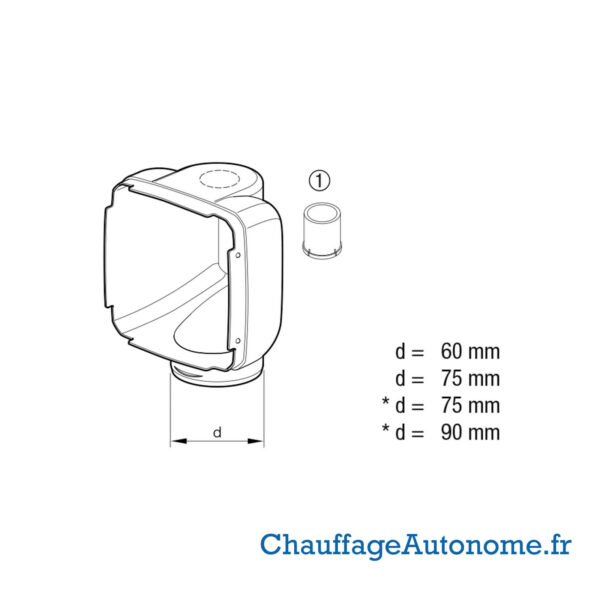 Douille sortie 90° M2/D4 diam 75mm – Image 4